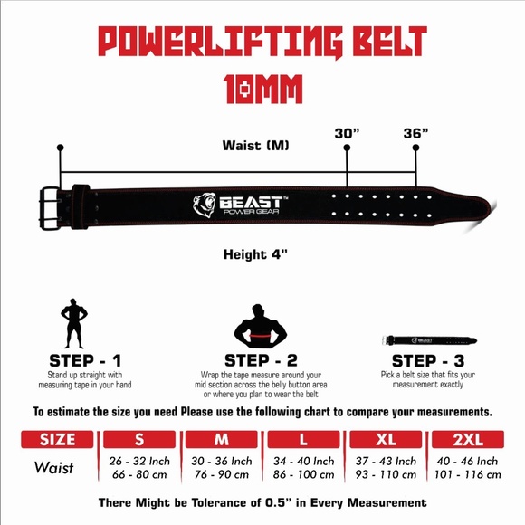 Power Lifting Belt 10MM for Women & Men - Squat and Deadlift Free Strap - Picture 4 of 4